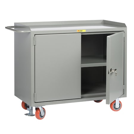 Little Giant Mobile Bench Cabinets, 36"W, Center Shelf, Powder Coated Steel MB3-2D-2436-FL
